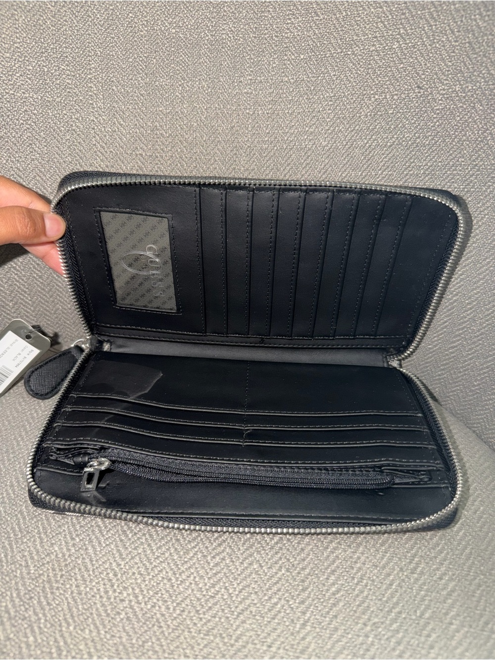 Guess Gray and Black Monogram Zip Wallet - Picture 3 of 3